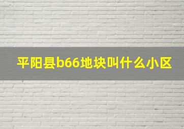 平阳县b66地块叫什么小区