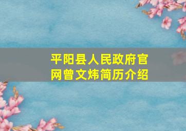 平阳县人民政府官网曾文炜简历介绍