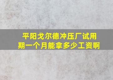 平阳戈尔德冲压厂试用期一个月能拿多少工资啊