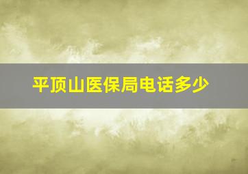 平顶山医保局电话多少