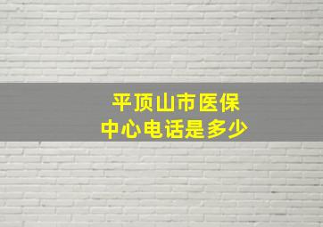 平顶山市医保中心电话是多少