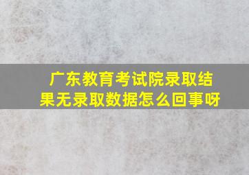 广东教育考试院录取结果无录取数据怎么回事呀