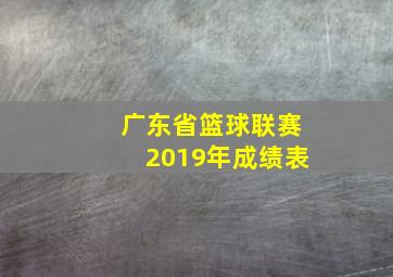 广东省篮球联赛2019年成绩表