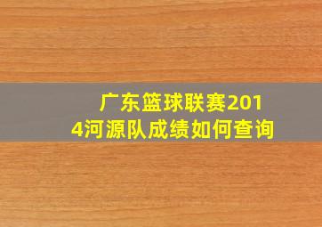 广东篮球联赛2014河源队成绩如何查询