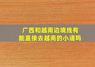 广西和越南边境线有能直接去越南的小道吗