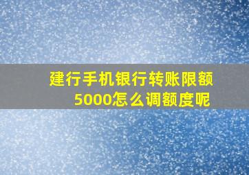 建行手机银行转账限额5000怎么调额度呢