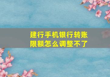 建行手机银行转账限额怎么调整不了