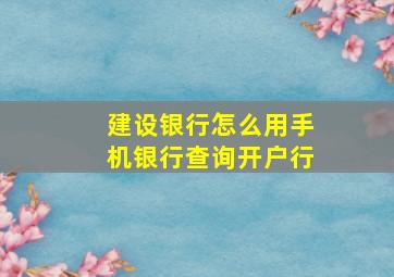 建设银行怎么用手机银行查询开户行