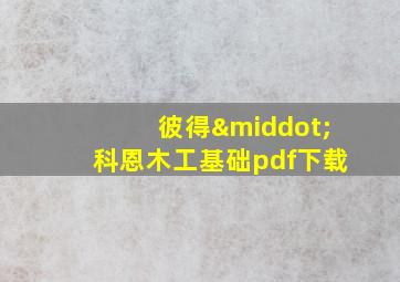 彼得·科恩木工基础pdf下载