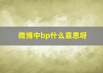 微博中bp什么意思呀