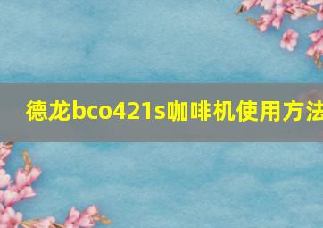 德龙bco421s咖啡机使用方法