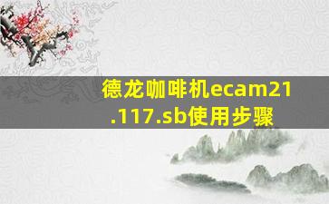 德龙咖啡机ecam21.117.sb使用步骤