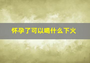 怀孕了可以喝什么下火