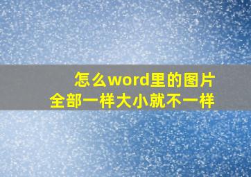 怎么word里的图片全部一样大小就不一样