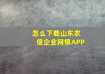 怎么下载山东农信企业网银APP