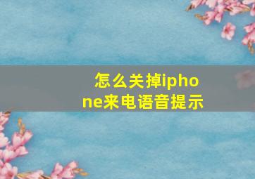 怎么关掉iphone来电语音提示