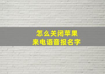 怎么关闭苹果来电语音报名字