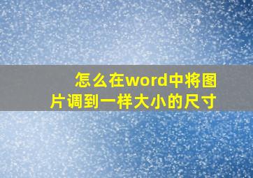 怎么在word中将图片调到一样大小的尺寸