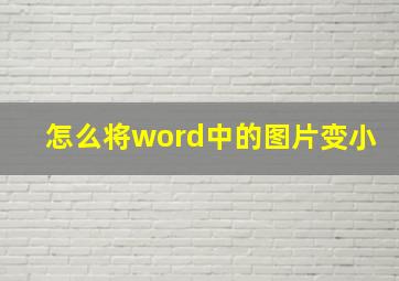 怎么将word中的图片变小