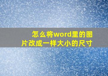 怎么将word里的图片改成一样大小的尺寸