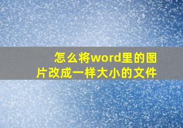 怎么将word里的图片改成一样大小的文件