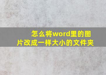 怎么将word里的图片改成一样大小的文件夹