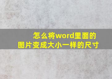 怎么将word里面的图片变成大小一样的尺寸