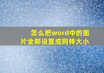 怎么把word中的图片全部设置成同样大小