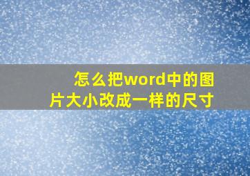 怎么把word中的图片大小改成一样的尺寸