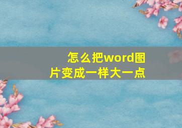 怎么把word图片变成一样大一点