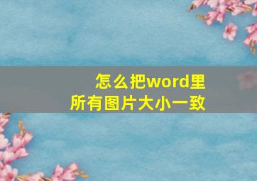 怎么把word里所有图片大小一致