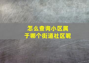 怎么查询小区属于哪个街道社区呢