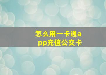 怎么用一卡通app充值公交卡