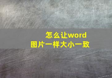 怎么让word图片一样大小一致