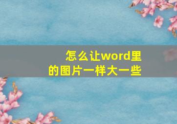 怎么让word里的图片一样大一些