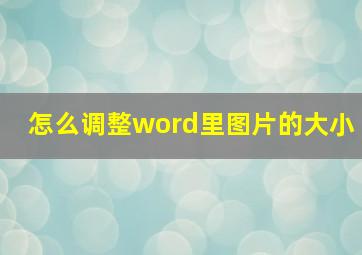 怎么调整word里图片的大小