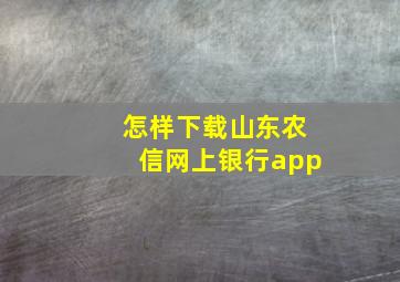 怎样下载山东农信网上银行app