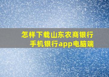 怎样下载山东农商银行手机银行app电脑端