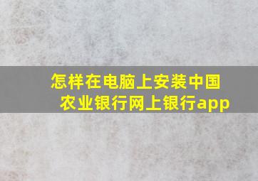 怎样在电脑上安装中国农业银行网上银行app