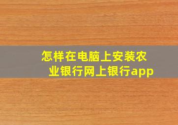 怎样在电脑上安装农业银行网上银行app