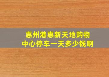 惠州港惠新天地购物中心停车一天多少钱啊