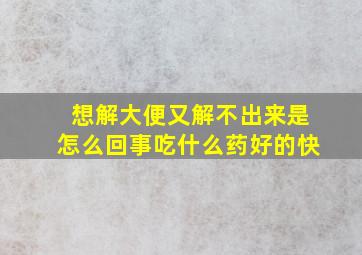 想解大便又解不出来是怎么回事吃什么药好的快