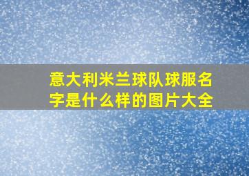 意大利米兰球队球服名字是什么样的图片大全