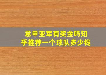 意甲亚军有奖金吗知乎推荐一个球队多少钱