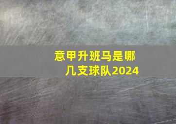 意甲升班马是哪几支球队2024