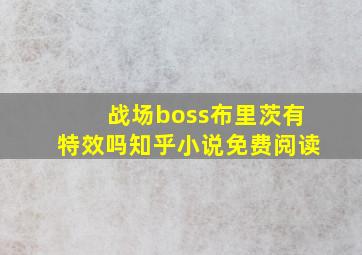 战场boss布里茨有特效吗知乎小说免费阅读