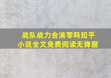 战队战力会清零吗知乎小说全文免费阅读无弹窗