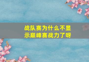 战队赛为什么不显示巅峰赛战力了呀