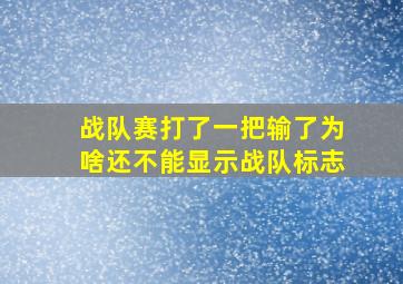 战队赛打了一把输了为啥还不能显示战队标志