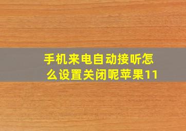 手机来电自动接听怎么设置关闭呢苹果11